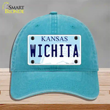 Wichita Kansas Novelty License Plate Hat Unconstructed Cotton / Lake Blue