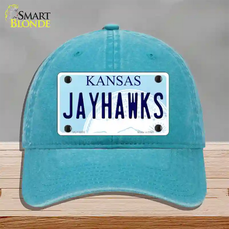 Jayhawks Kansas Novelty License Plate Hat Unconstructed Cotton / Lake Blue