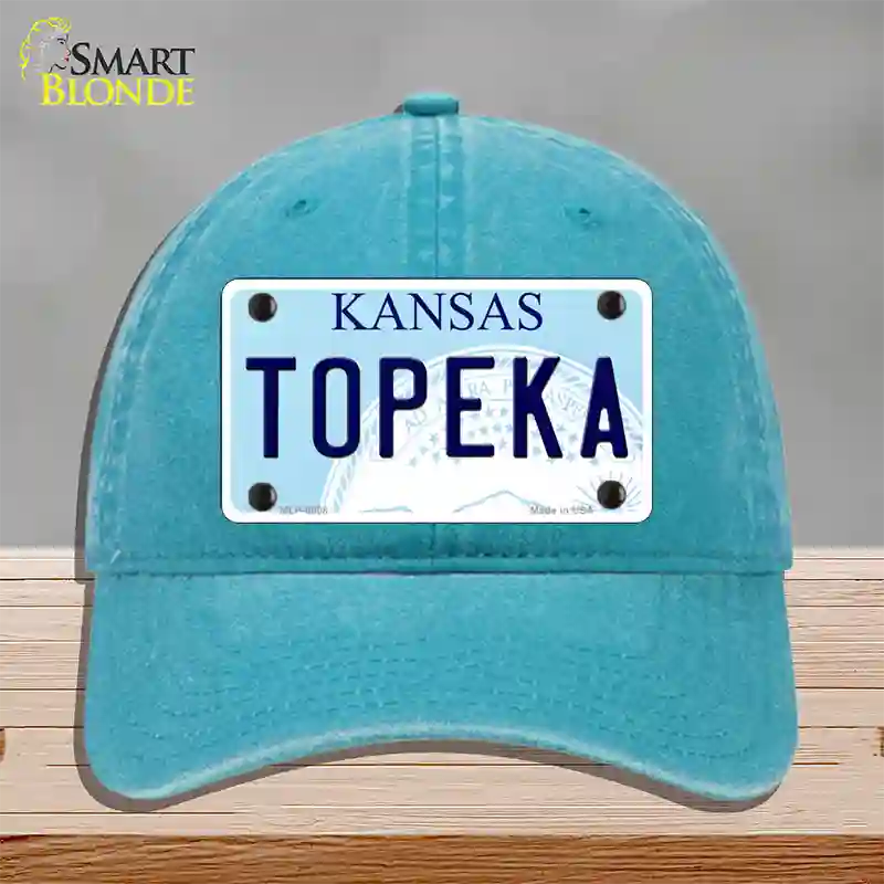 Topeka Kansas Novelty License Plate Hat Unconstructed Cotton / Lake Blue