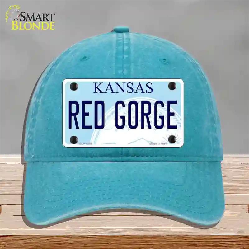 Red Gorge Kansas Novelty License Plate Hat Unconstructed Cotton / Lake Blue