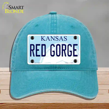 Red Gorge Kansas Novelty License Plate Hat Unconstructed Cotton / Lake Blue