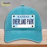 Overland Park Kansas Novelty License Plate Hat Unconstructed Cotton / Lake Blue