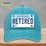 Retired Kansas Novelty License Plate Hat Unconstructed Cotton / Lake Blue