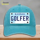 Golfer Kansas Novelty License Plate Hat Unconstructed Cotton / Lake Blue