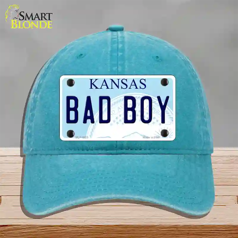 Bad Boy Kansas Novelty License Plate Hat Unconstructed Cotton / Lake Blue