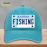 Fishing Kansas Novelty License Plate Hat Unconstructed Cotton / Lake Blue