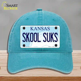 Skool Suks Kansas Novelty License Plate Hat Unconstructed Cotton / Lake Blue