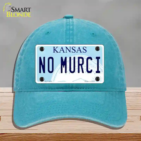 No Murci Kansas Novelty License Plate Hat Unconstructed Cotton / Lake Blue