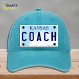 Coach Kansas Novelty License Plate Hat Unconstructed Cotton / Lake Blue