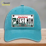 Best Mom Louisiana Novelty License Plate Hat Unconstructed Cotton / Lake Blue