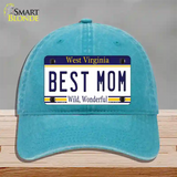 Best Mom West Virginia Novelty License Plate Hat Unconstructed Cotton / Lake Blue