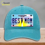 Best Mom Mississippi Novelty License Plate Hat Unconstructed Cotton / Lake Blue