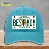 Best Mom Florida Novelty License Plate Hat Unconstructed Cotton / Lake Blue