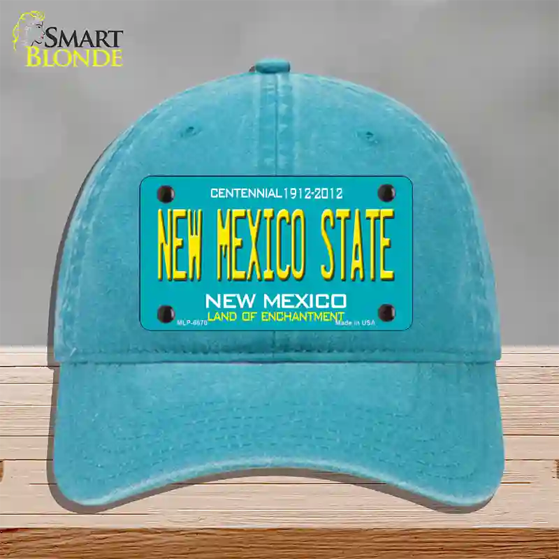 New Mexico State Teal Novelty License Plate Hat Unconstructed Cotton / Lake Blue