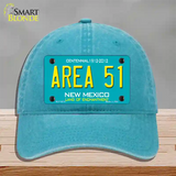 Area 51 New Mexico Novelty License Plate Hat Unconstructed Cotton / Lake Blue