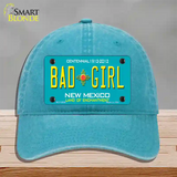 Bad Girl New Mexico Novelty License Plate Hat Unconstructed Cotton / Lake Blue