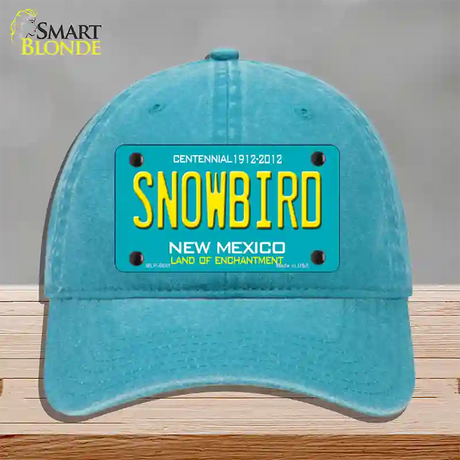 Snowbird New Mexico Novelty License Plate Hat Unconstructed Cotton / Lake Blue