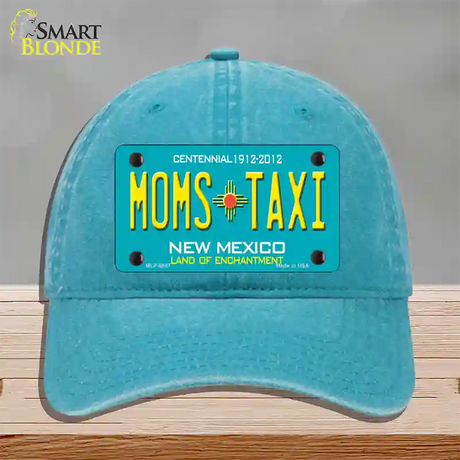 Moms Taxi New Mexico Novelty License Plate Hat Unconstructed Cotton / Lake Blue