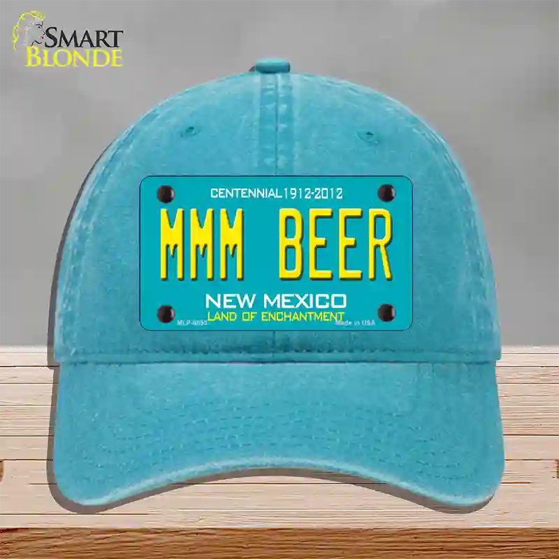 MMM Beer New Mexico Novelty License Plate Hat Unconstructed Cotton / Lake Blue