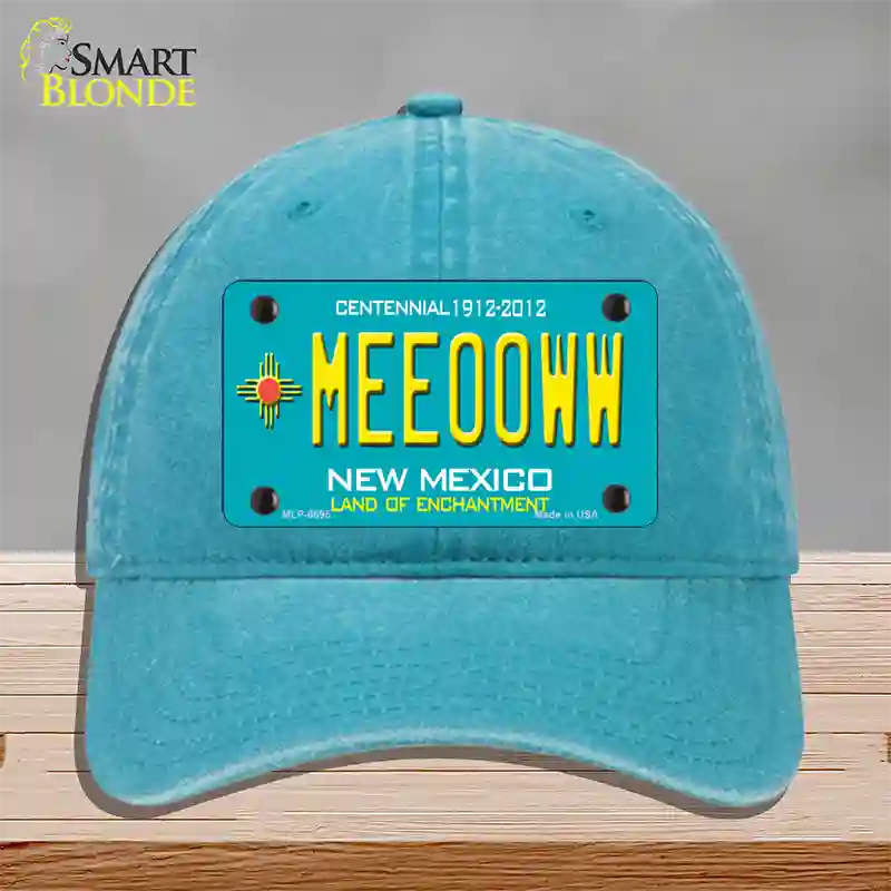 Meeooww New Mexico Novelty License Plate Hat Unconstructed Cotton / Lake Blue