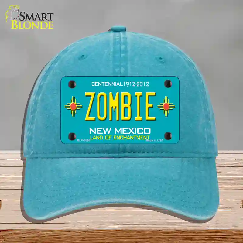 Zombie New Mexico Novelty License Plate Hat Unconstructed Cotton / Lake Blue