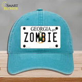 Zombie Georgia Novelty License Plate Hat Unconstructed Cotton / Lake Blue