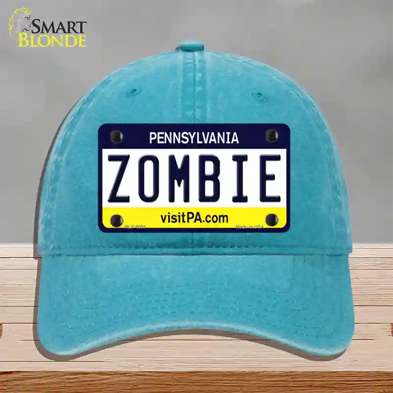 Zombie Pennsylvania State Novelty License Plate Hat Unconstructed Cotton / Lake Blue