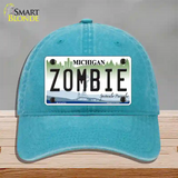 Zombie Michigan Novelty License Plate Hat Unconstructed Cotton / Lake Blue