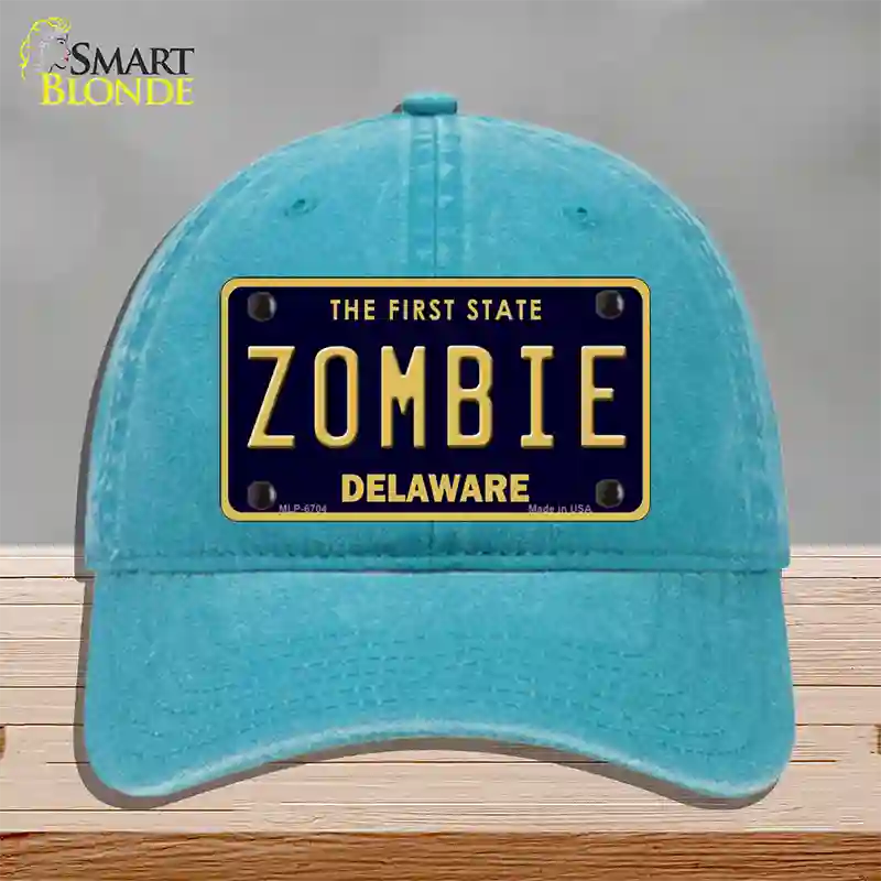 Zombie Delaware Novelty License Plate Hat Unconstructed Cotton / Lake Blue