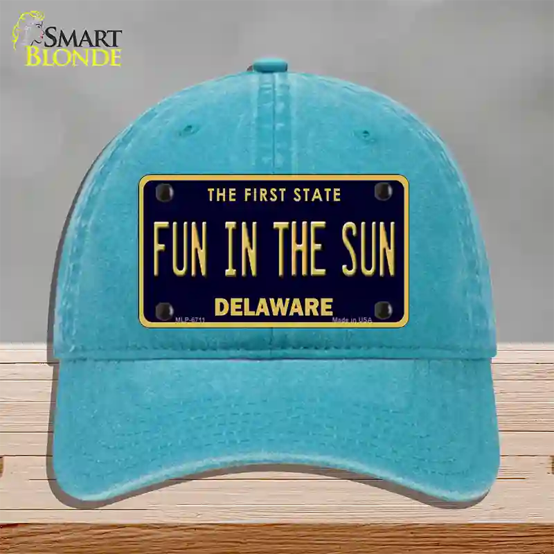 Fun In The Sun Delaware Novelty License Plate Hat Unconstructed Cotton / Lake Blue