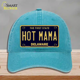 Hot Mama Delaware Novelty License Plate Hat Unconstructed Cotton / Lake Blue