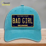 Bad Girl Delaware Novelty License Plate Hat Unconstructed Cotton / Lake Blue