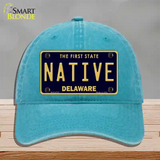 Native Delaware Novelty License Plate Hat Unconstructed Cotton / Lake Blue