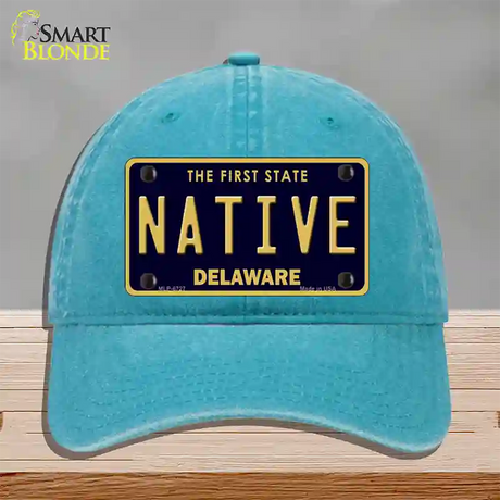 Native Delaware Novelty License Plate Hat Unconstructed Cotton / Lake Blue