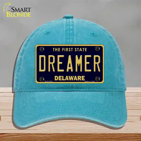 Dreamer Delaware Novelty License Plate Hat Unconstructed Cotton / Lake Blue