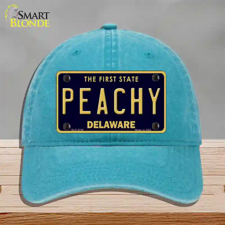 Peachy Delaware Novelty License Plate Hat Unconstructed Cotton / Lake Blue