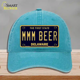 MMM Beer Delaware Novelty License Plate Hat Unconstructed Cotton / Lake Blue