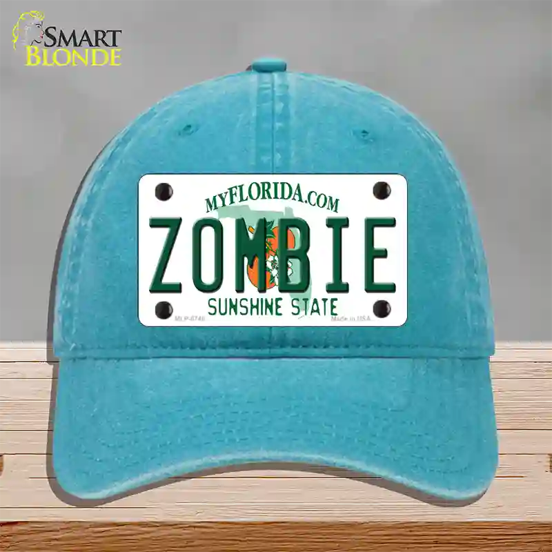 Zombie Florida Novelty License Plate Hat Unconstructed Cotton / Lake Blue