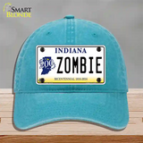 Zombie Indiana Novelty License Plate Hat Unconstructed Cotton / Lake Blue