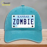 Zombie Kansas Novelty License Plate Hat Unconstructed Cotton / Lake Blue