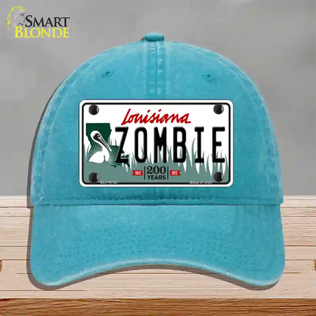 Zombie Louisiana Novelty License Plate Hat Unconstructed Cotton / Lake Blue