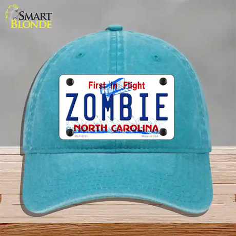 Zombie North Carolina Novelty License Plate Hat Unconstructed Cotton / Lake Blue