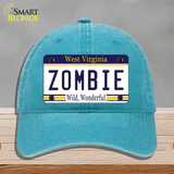 Zombie West Virginia Novelty License Plate Hat Unconstructed Cotton / Lake Blue