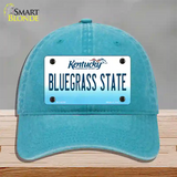 Bluegrass State Kentucky Novelty License Plate Hat Unconstructed Cotton / Lake Blue