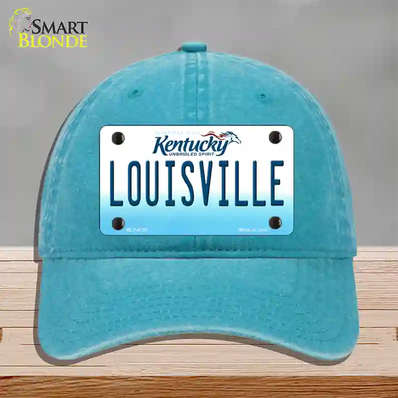 Louisville Kentucky Novelty License Plate Hat Unconstructed Cotton / Lake Blue