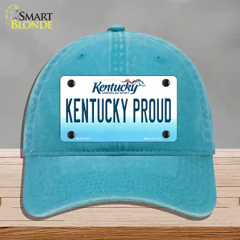 Kentucky Proud Novelty License Plate Hat Unconstructed Cotton / Lake Blue