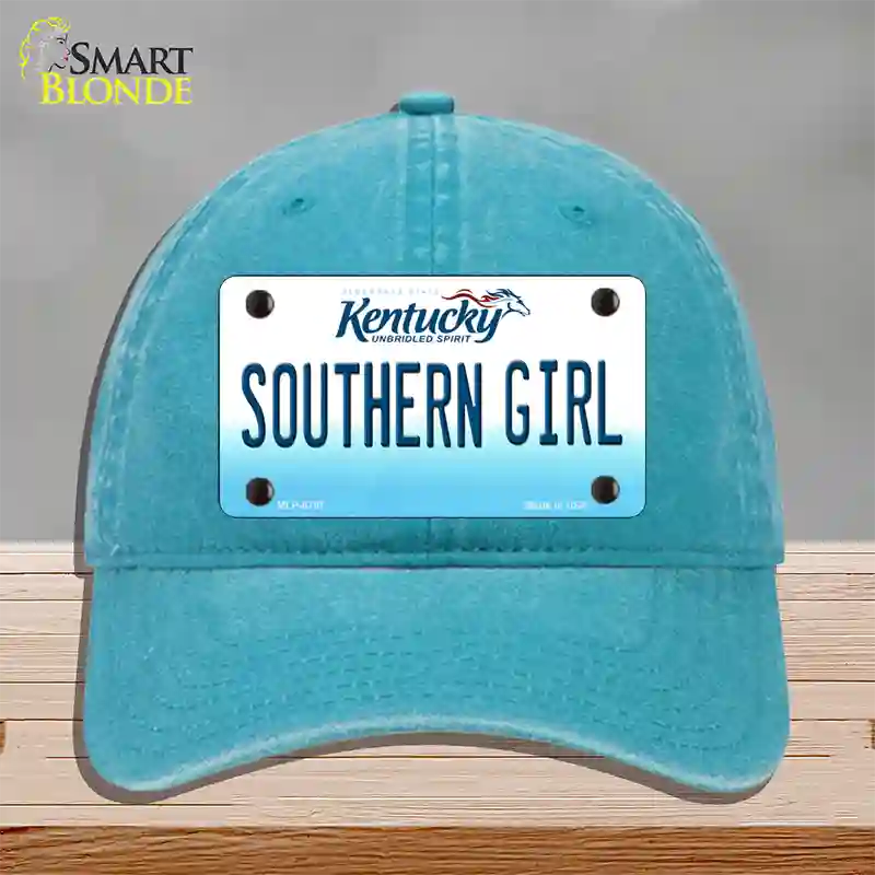 Southern Girl Kentucky Novelty License Plate Hat Unconstructed Cotton / Lake Blue