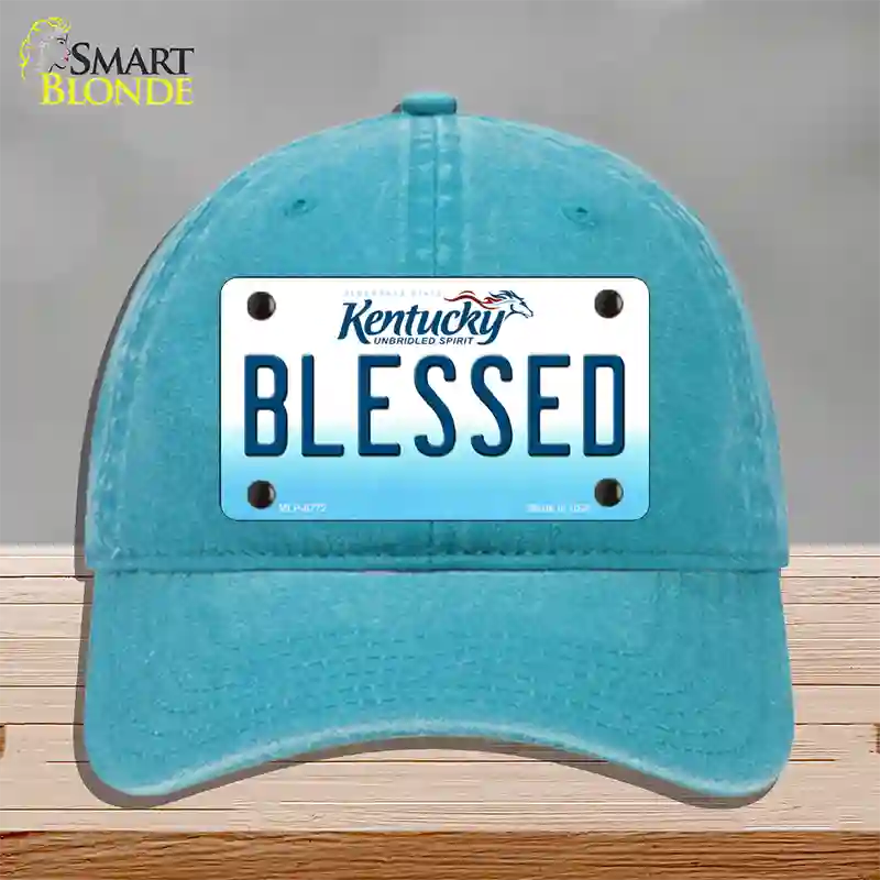 Blessed Kentucky Novelty License Plate Hat Unconstructed Cotton / Lake Blue