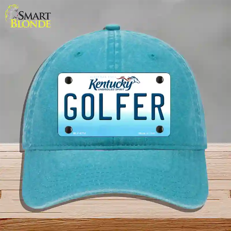 Golfer Kentucky Novelty License Plate Hat Unconstructed Cotton / Lake Blue