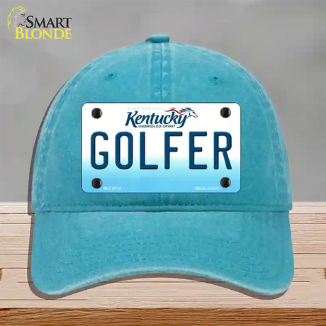 Golfer Kentucky Novelty License Plate Hat Unconstructed Cotton / Lake Blue